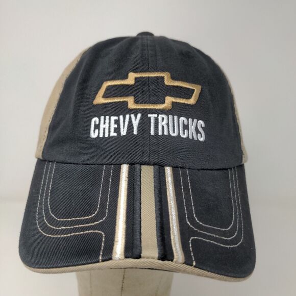 Checkered Flag Sports Men's Strapback Hat Black Tan Chevrolet Chevy Trucks - Picture 3 of 10